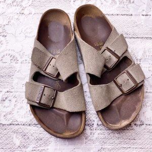 Birkenstock Arizona Sandals Tan Brown Suede Shoes 38 US 7